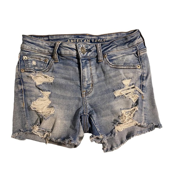American Eagle Outfitters Pants - American Eagle Next Level Stretch distressed cut-off denim jean shorts s…